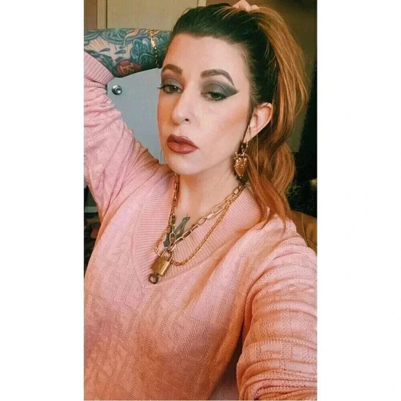 Fendi FF-MOTIF COTTON AND VISCOSE SWEATER-DRESS IN PINK Size IT 38 US Small - Picture 7 of 12